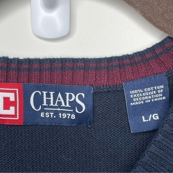 𝅺Chaps Navy Blue V-Neck Sweater Vest in Size Large - Picture 5 of 13